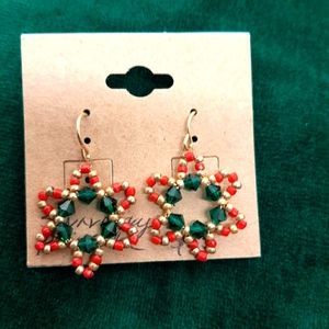 Handmade Crystal Pointsettia Earrings